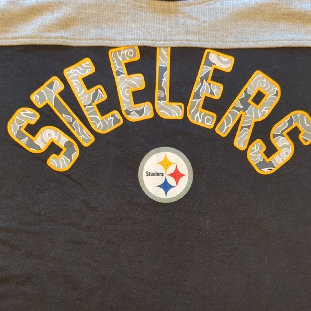 NFL Steelers Black and Gray Long Sleeve Tee with Bold Design - Picture 3 of 6